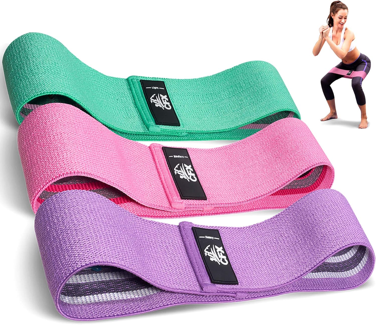 Resistance Bands Set for HIPS & Glutes - Non-Slip Design, 3 Levels, Ideal for Home Fitness, Yoga, Pilates - Men and Women Workout Bands