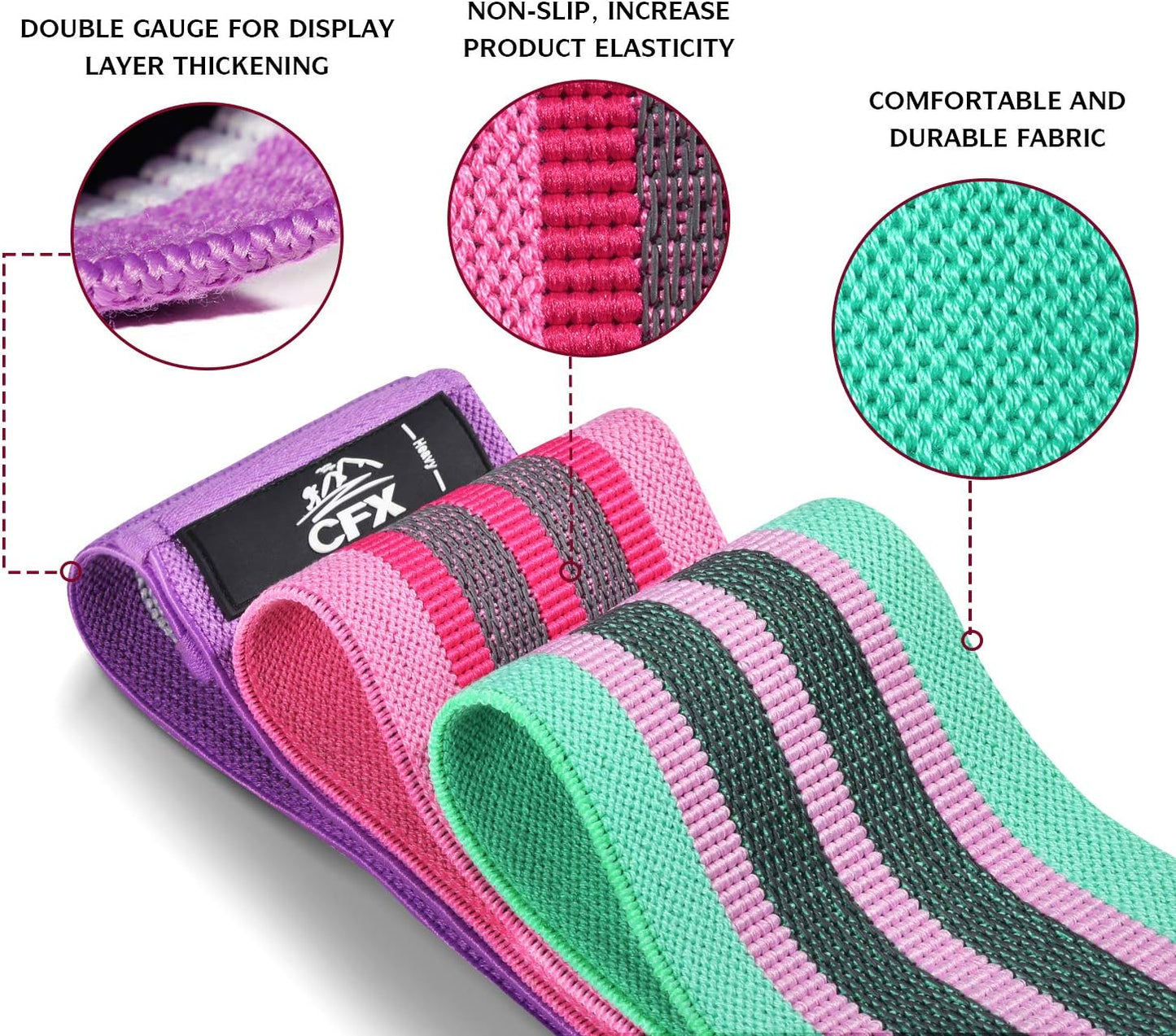 Resistance Bands Set for HIPS & Glutes - Non-Slip Design, 3 Levels, Ideal for Home Fitness, Yoga, Pilates - Men and Women Workout Bands