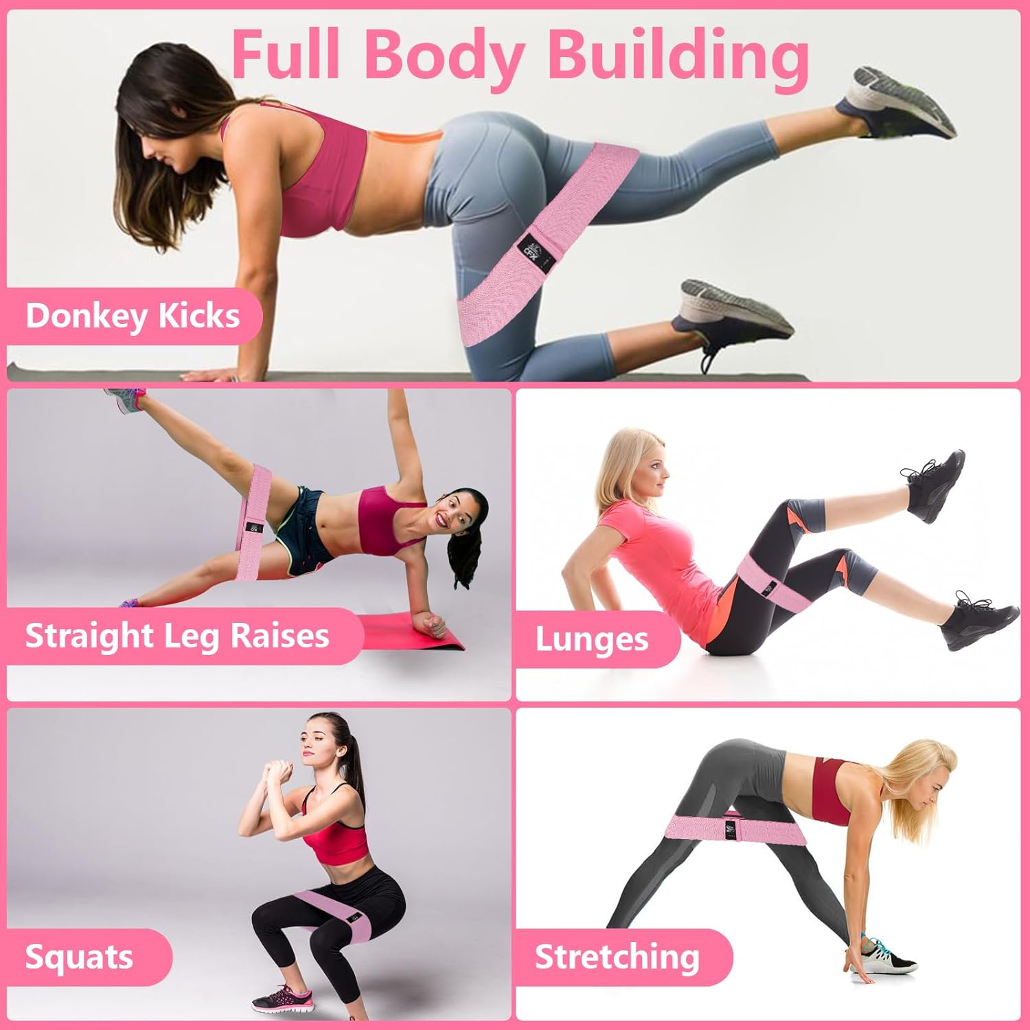 Resistance Bands Set for HIPS & Glutes - Non-Slip Design, 3 Levels, Ideal for Home Fitness, Yoga, Pilates - Men and Women Workout Bands