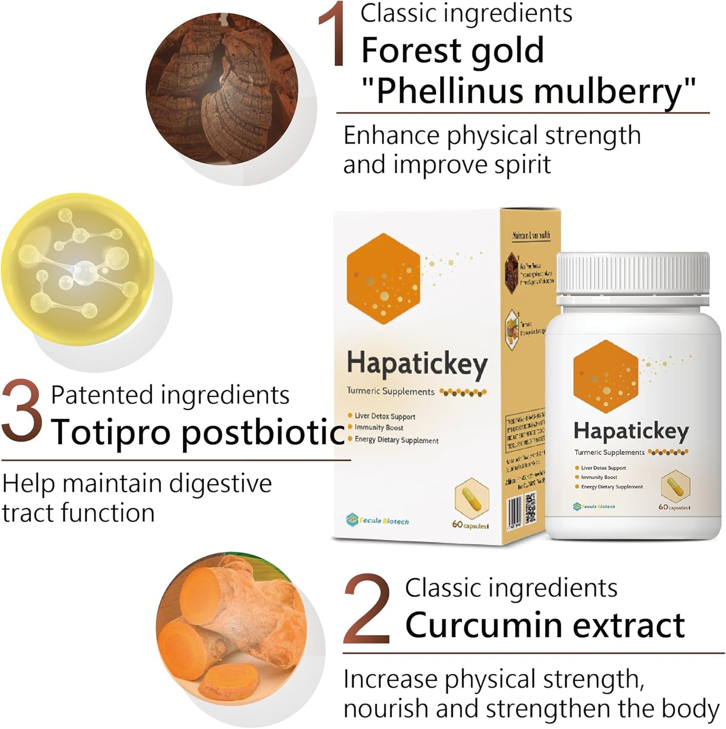 Resistant Starch Turmeric Curcumin Supplements for Energy and Immunity - Liver Detox Support - 60 Capsules