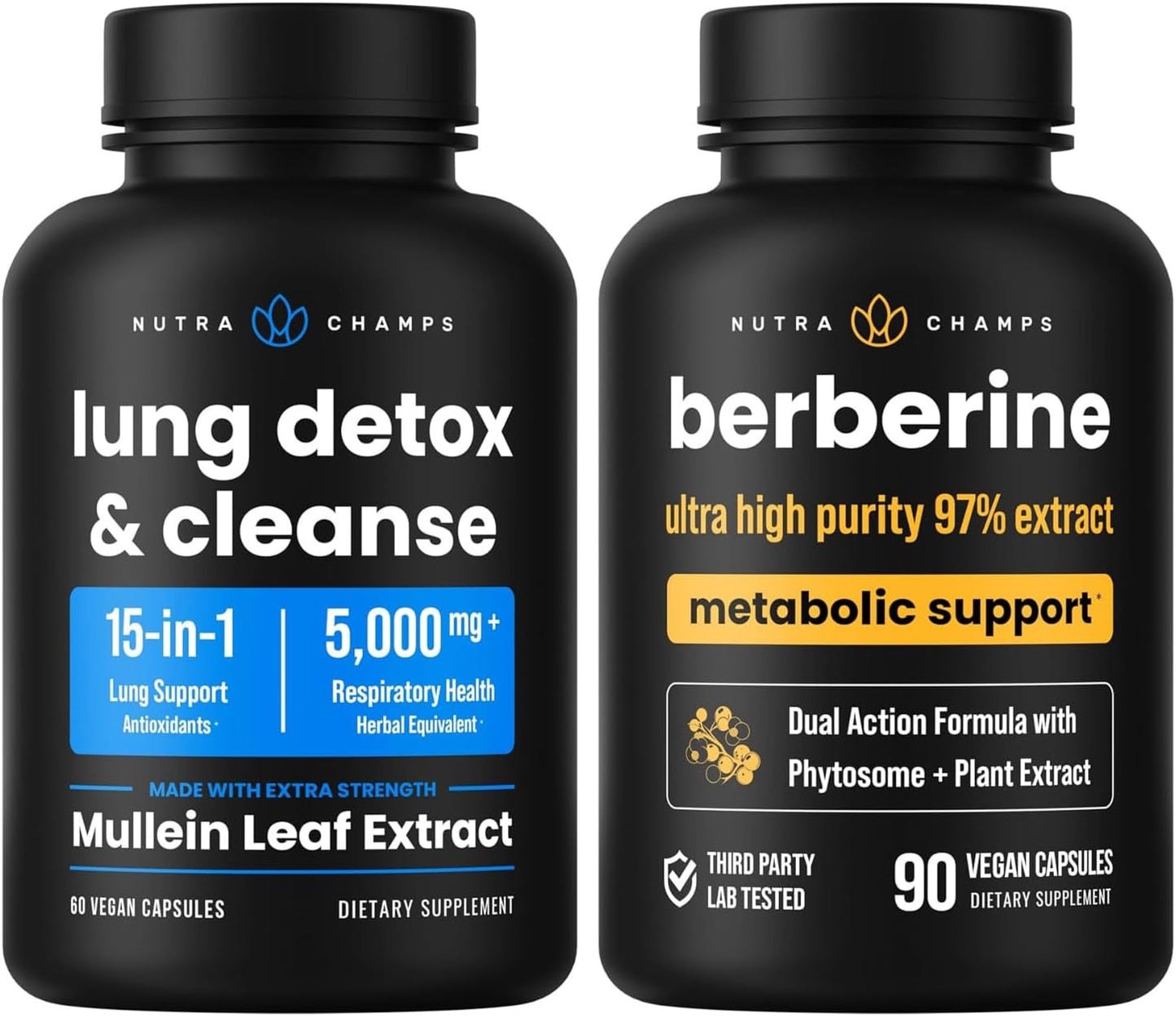 Respiratory and Metabolic Support Combo: Lung Cleanse with Berberine by NutraChamps