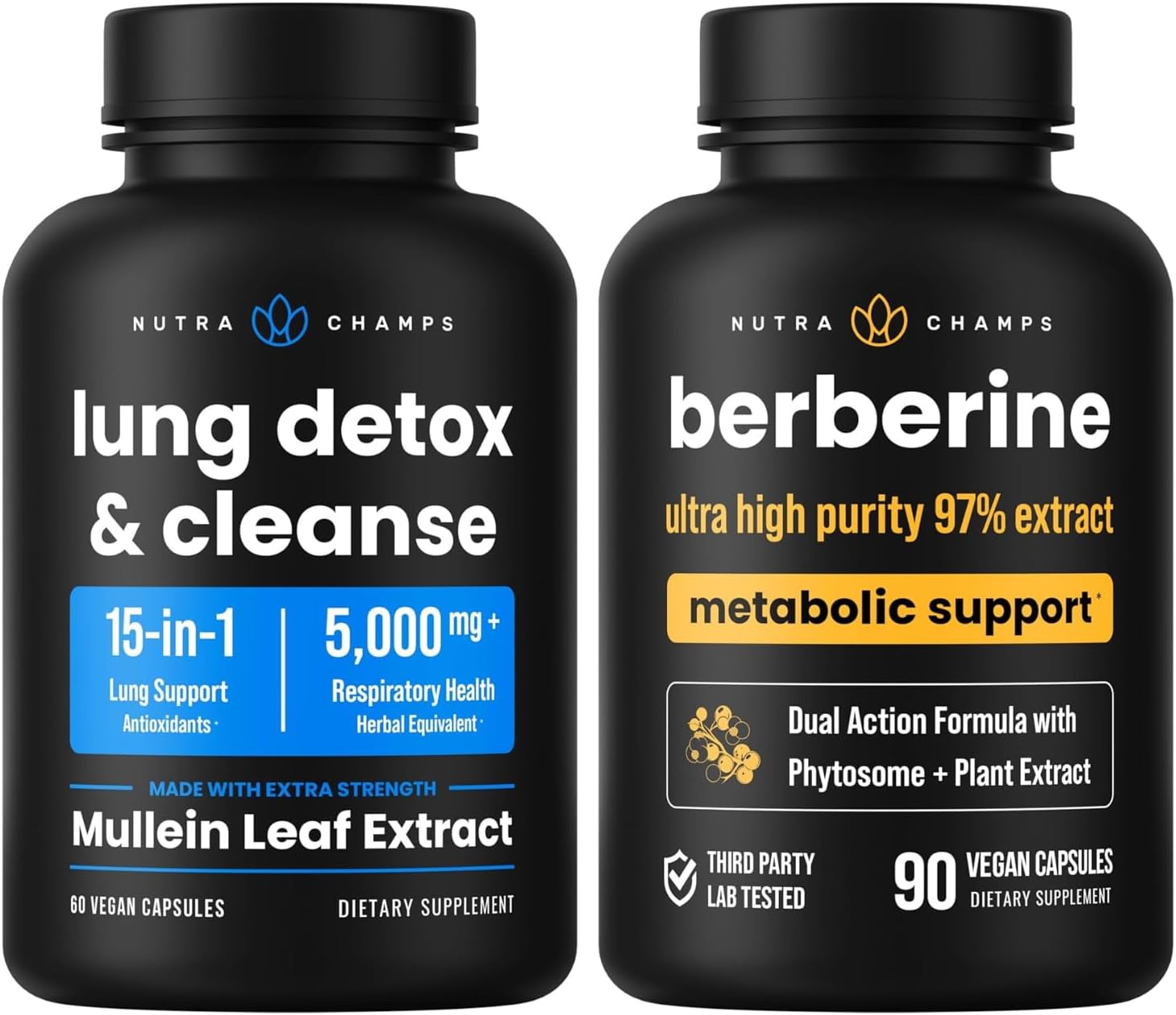 Respiratory and Metabolic Support Combo: Lung Cleanse with Berberine by NutraChamps
