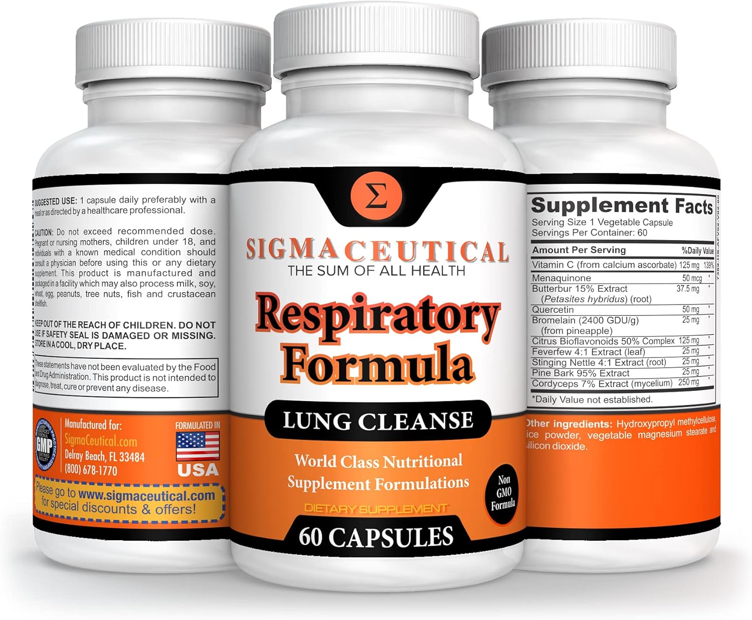 Respiratory Formula for Smokers - Lung Cleanse for Healthy Breathing - Detox Supplement for Lung Health - 60 Capsules