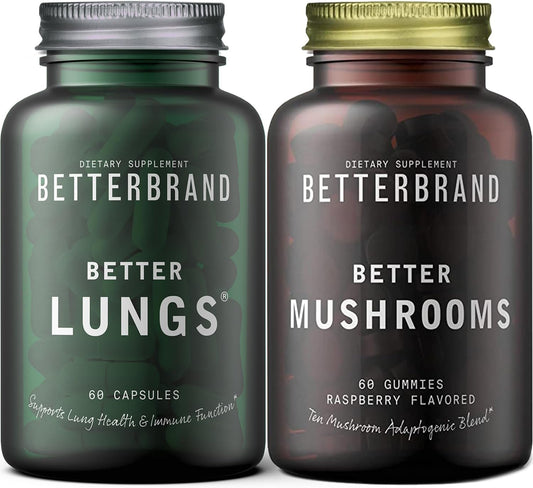 Respiratory Health & Gut Support Bundle - Betterbrand Lung Supplements & Mushroom Gummies for Daily Wellness