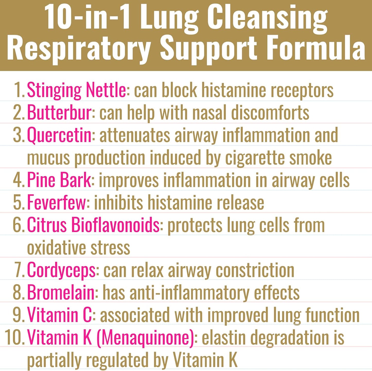 Respiratory Health Supplement with Butterbur, Nettle Root, and Cordyceps for Lung Cleanse and Detox Support - 60 Capsules