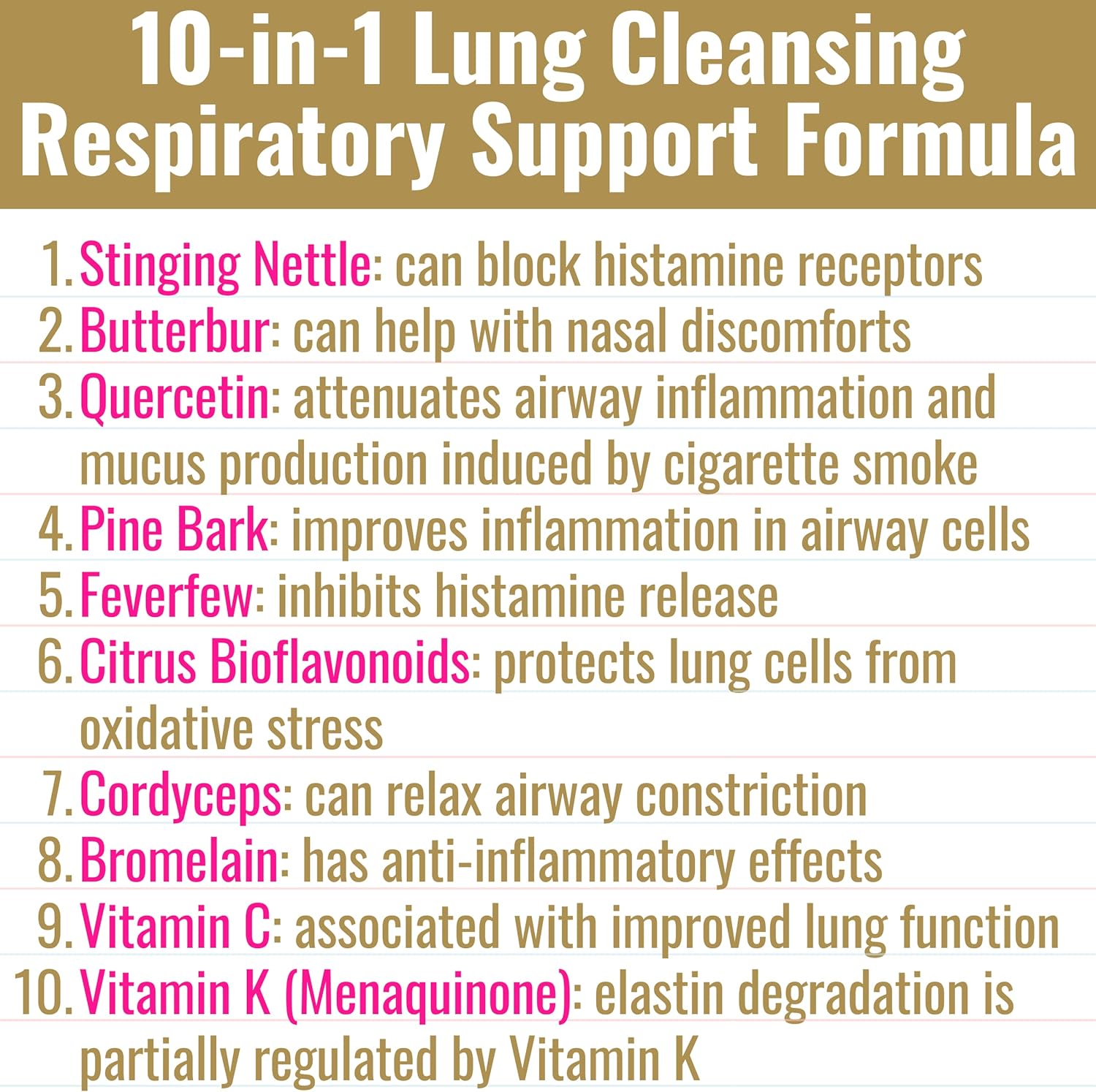 Respiratory Health Supplement with Butterbur, Nettle Root, and Cordyceps for Lung Cleanse and Detox Support - 60 Capsules