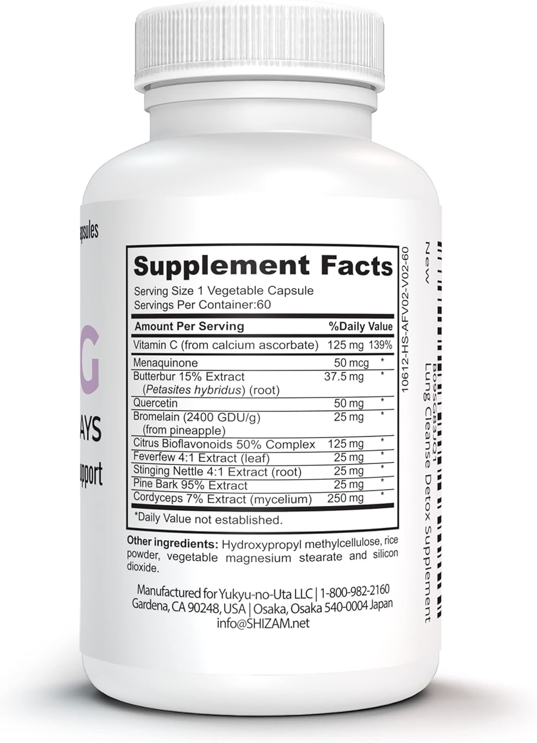 Respiratory Health Supplement with Butterbur, Nettle Root, and Cordyceps for Lung Cleanse and Detox Support - 60 Capsules