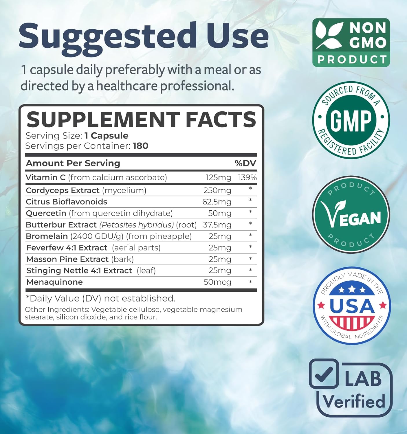 Respiratory Lung Health Supplement - Clear Airways and Lung Detox Support - Vegan Herbal Formula for Healthy Lungs (6 Months)