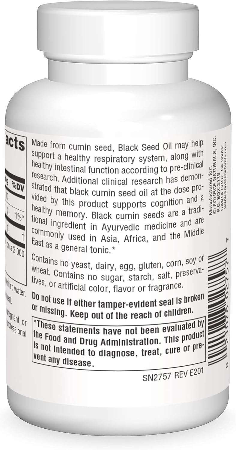 Respiratory Support with Source Naturals Black Cumin Seed Oil - 120 Softgels