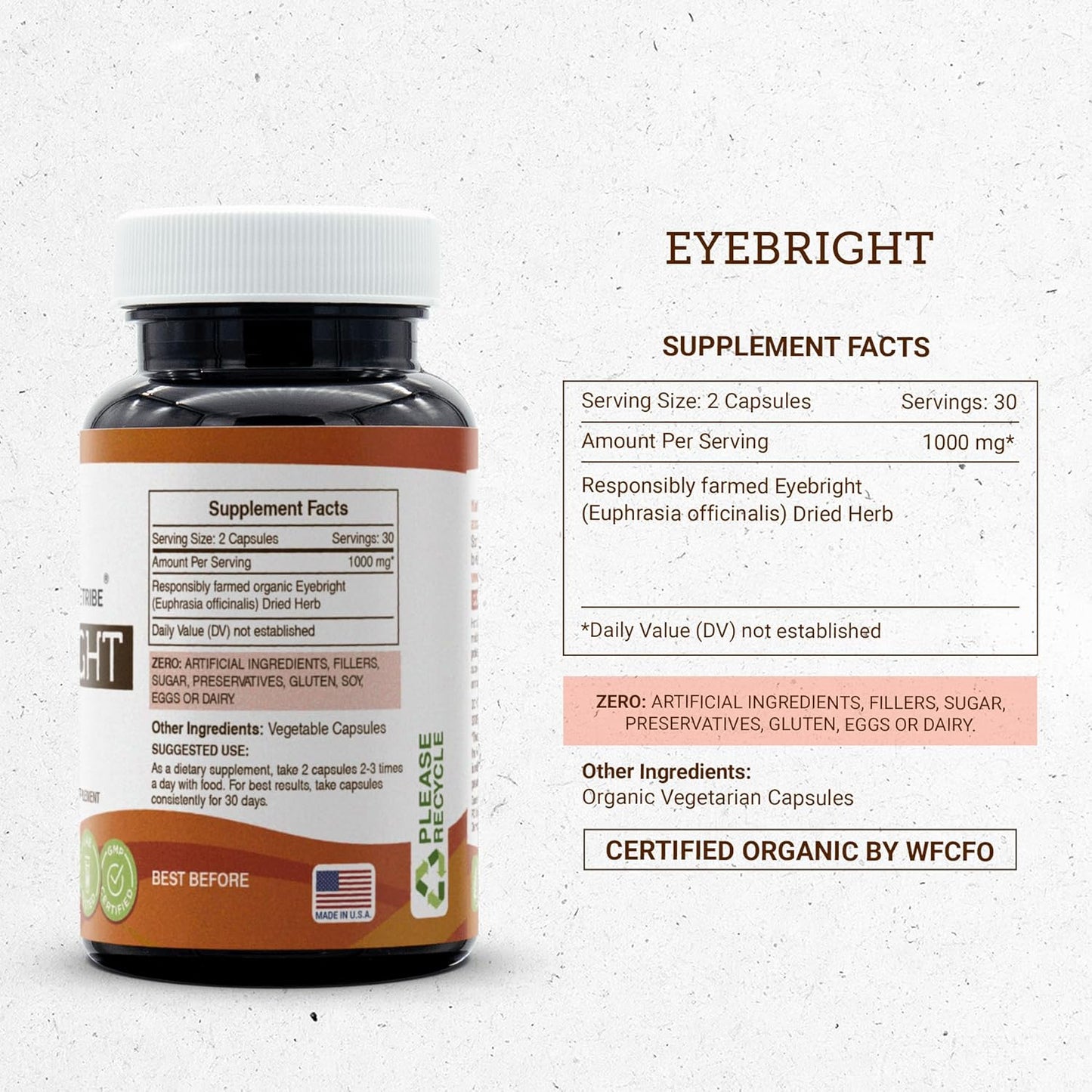 Responsibly Farmed Eyebright 1000mg Capsules by Secrets of the Tribe