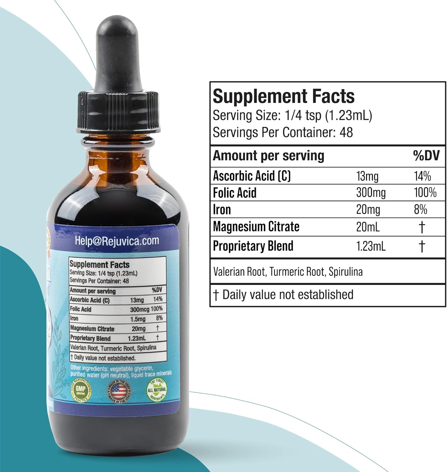 Restavin by Rejuvica Health - Liquid Leg Support Supplement with Vitamin C, Iron, Valerian, Turmeric, Magnesium - Advanced Formula for Better Absorption