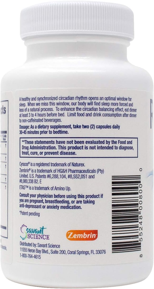RestoreZ Fall Asleep Natural Sleep Supplement - 60 Capsules for Faster Sleep & Improved Quality - Non-Habit Forming Aid for Adults