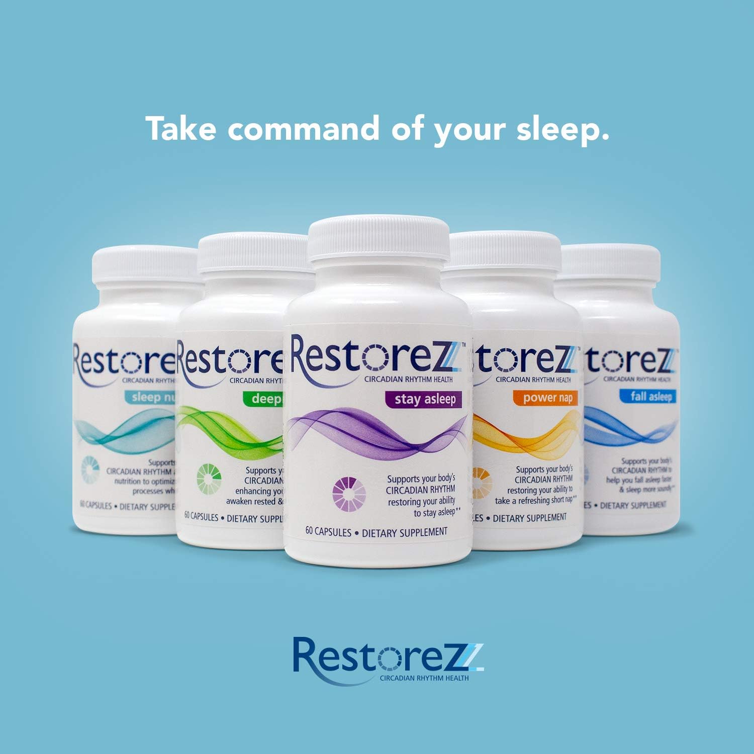 RestoreZ Fall Asleep Natural Sleep Supplement - 60 Capsules for Faster Sleep & Improved Quality - Non-Habit Forming Aid for Adults