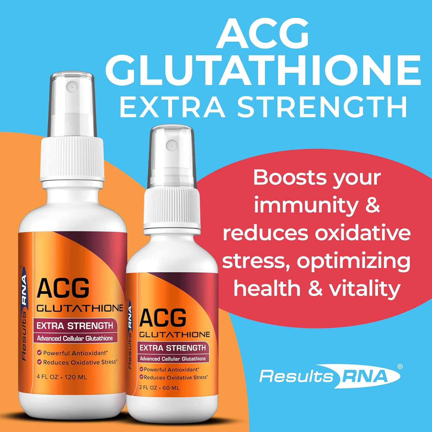 Results RNA ACG Glutathione Extra Strength Immune Boost Spray - Powerful Antioxidant & Immune Support Formula (4 oz)