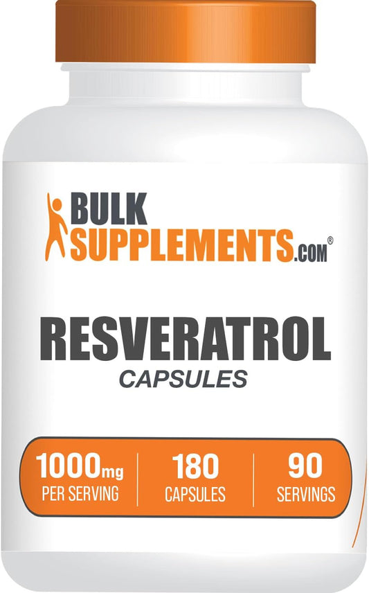 Resveratrol 1000mg Capsules - Antioxidants Supplement, Gluten-Free Resveratrol Supplement - 180 Capsules, 2 Capsules per Serving