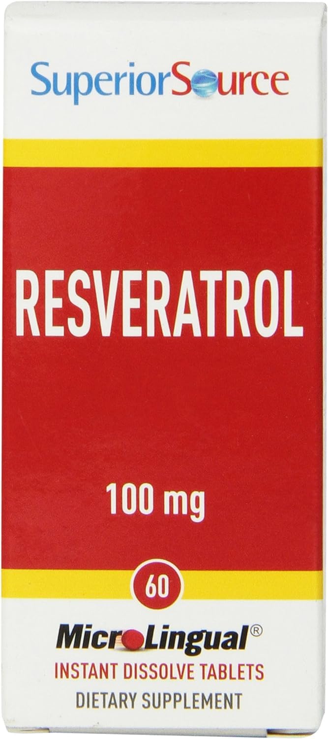 Resveratrol 100mg MicroLingual Tablets for Cardiovascular & Brain Health - 60 Ct - Antioxidant, Gluten-Free & Non-GMO - Healthy Aging