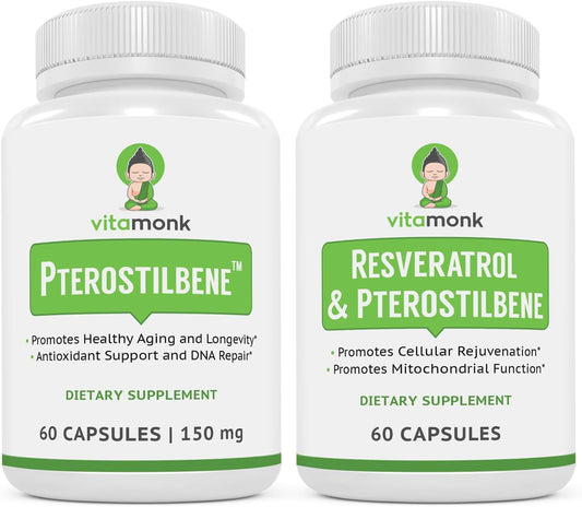 Resveratrol and Pterostilbene Power Pack for Longevity by VitaMonk