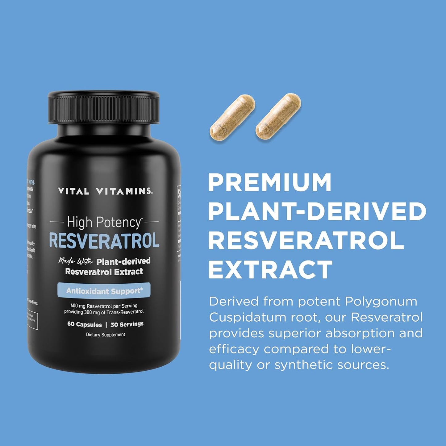 Resveratrol Capsules with NAD+ for Vital Vitamin Support