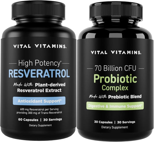 Resveratrol Capsules with Probiotic Complex for Essential Daily Nutrition