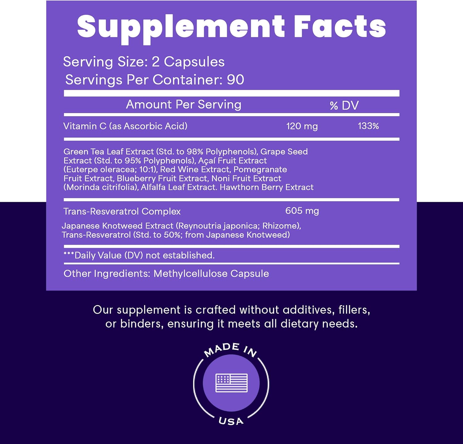 Resveratrol Plus+ 1450mg Supplement with Vitamin C & Polyphenol Complex - Antioxidant Immune Support - 180 Vegan Capsules