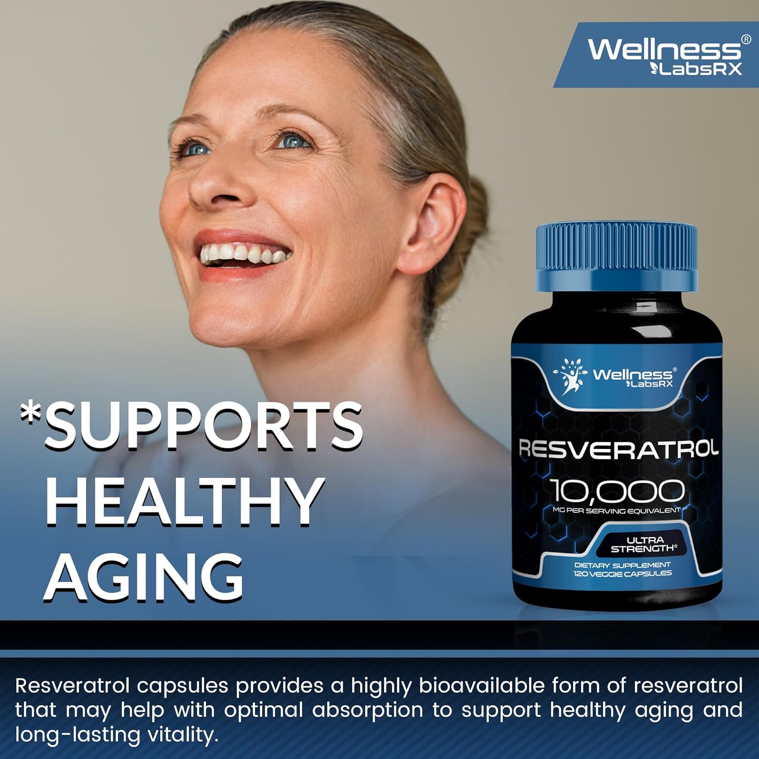 Resveratrol Supplement for Healthy Aging & Heart Health - 1000mg Capsules with Trans Resveratrol from Polygonum Root - Vegan & Keto-Friendly