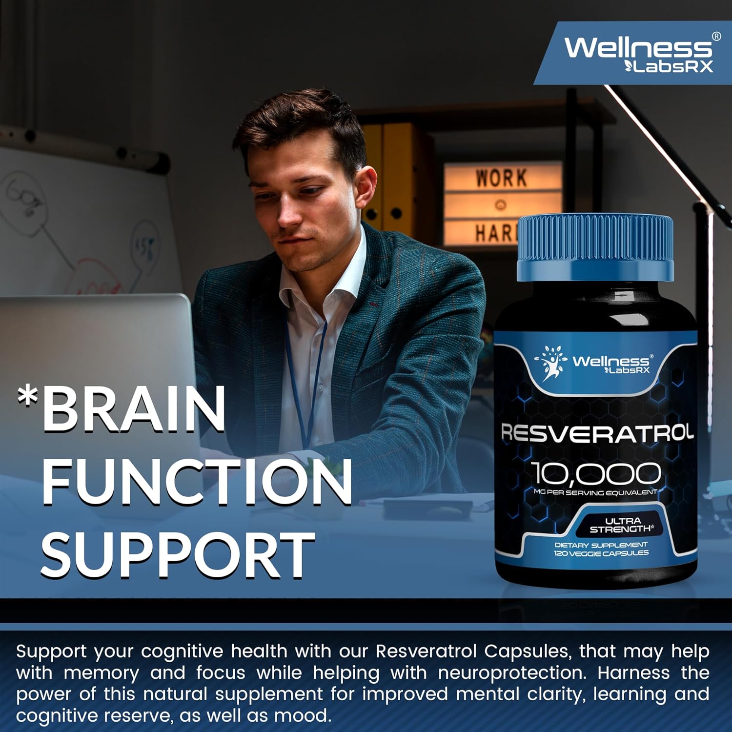 Resveratrol Supplement for Healthy Aging & Heart Health - 1000mg Capsules with Trans Resveratrol from Polygonum Root - Vegan & Keto-Friendly