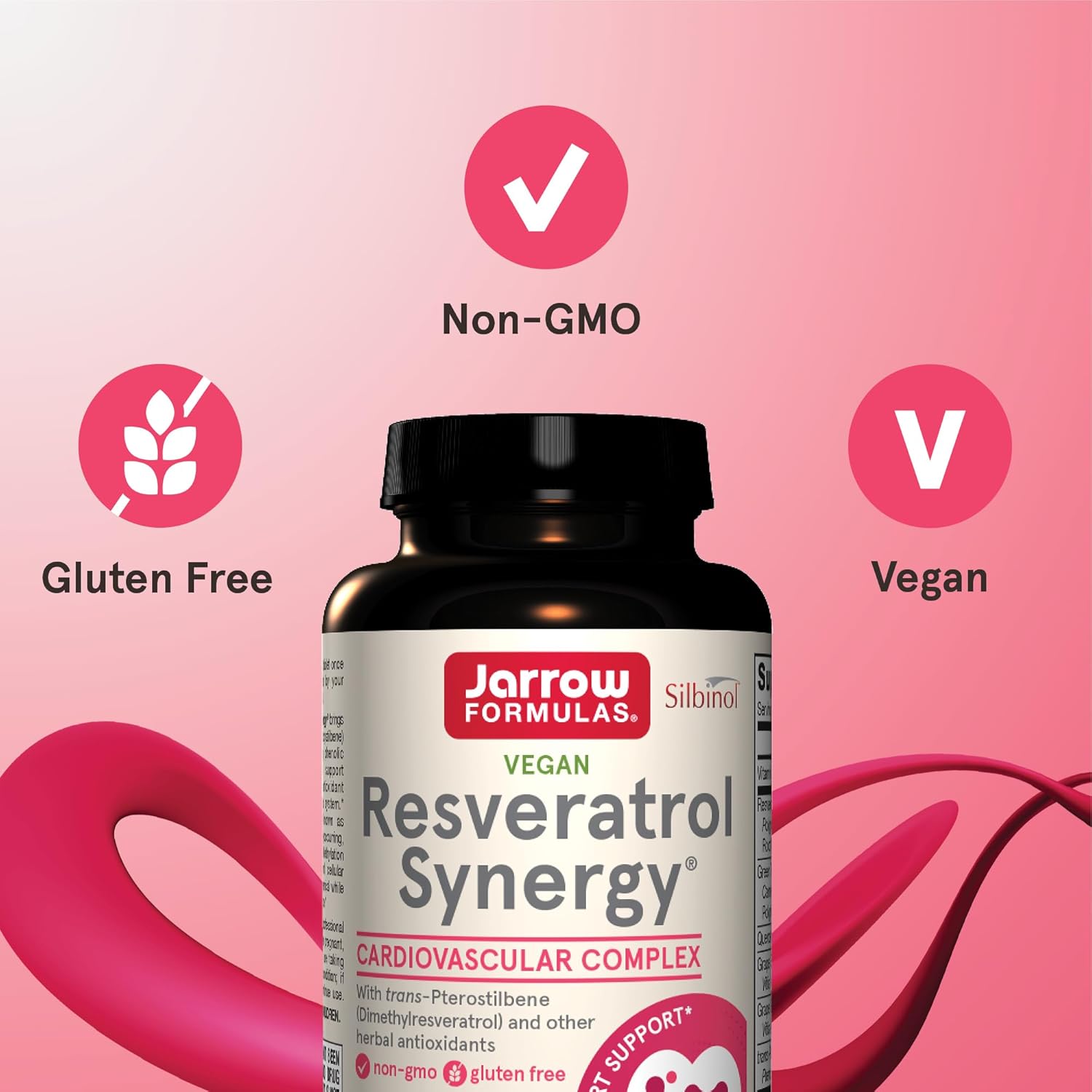 Resveratrol Synergy 200mg Dietary Supplement for Heart Support 60 Tablets - Jarrow Formulas
