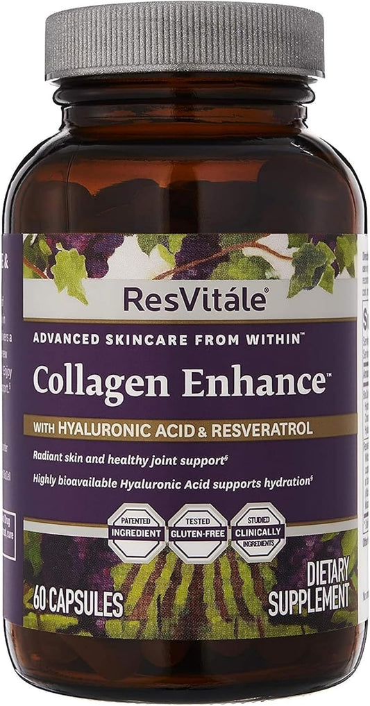 ResVitale Collagen Enhance Beauty Supplement with Hyaluronic Acid and Resveratrol - 60 Capsules - BoostGo Australia