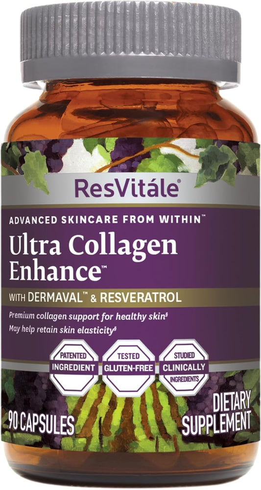ResVitale Ultra Collagen Enhance with Resveratrol - Skin Care Supplement - 90 Veggie Capsules - BoostGo Australia