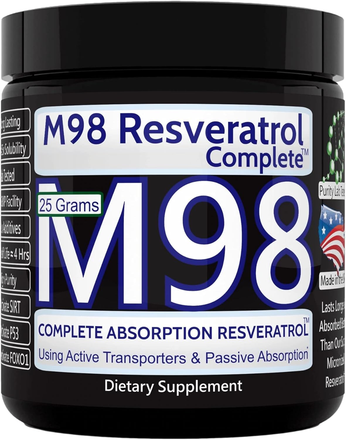 REVGENETICS M98 Resveratrol Complete (M98-RC) - Better Than Super Micronized - Pure Powder - 25 Grams