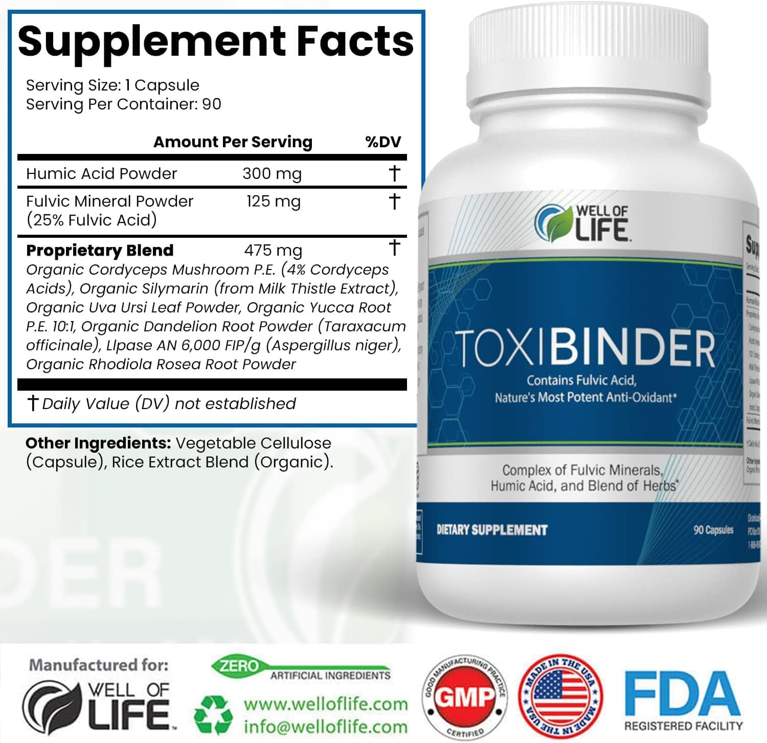 Revitalize Your Wellbeing with ToxiBinder Detox & Repair Complex - 90 Vegan Capsules - Non-GMO Blend of Humic & Fulvic Acids for Energy, Gut & Joint Health, Hydration, Nutrient Absorption