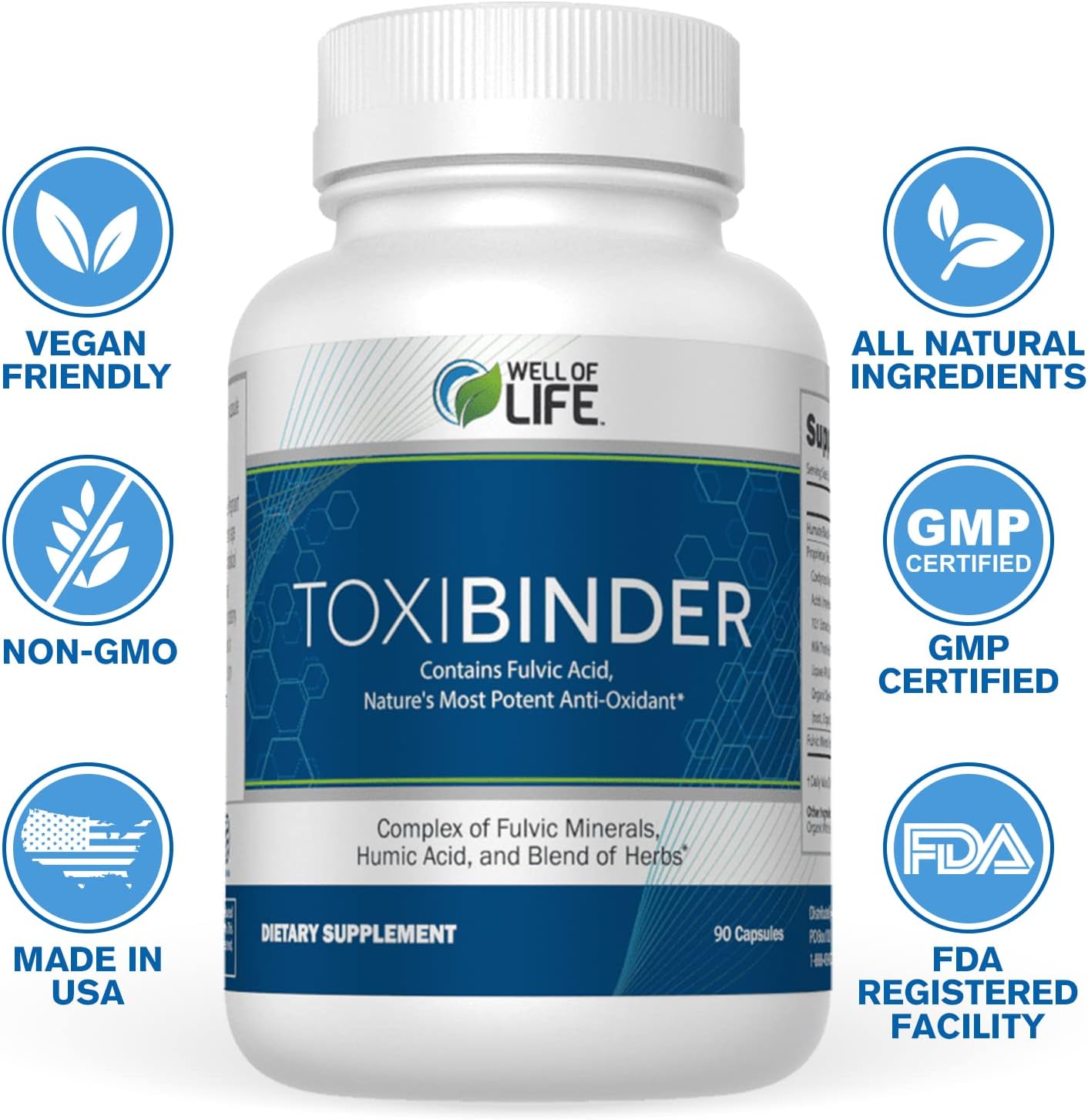 Revitalize Your Wellbeing with ToxiBinder Detox & Repair Complex - 90 Vegan Capsules - Non-GMO Blend of Humic & Fulvic Acids for Energy, Gut & Joint Health, Hydration, Nutrient Absorption