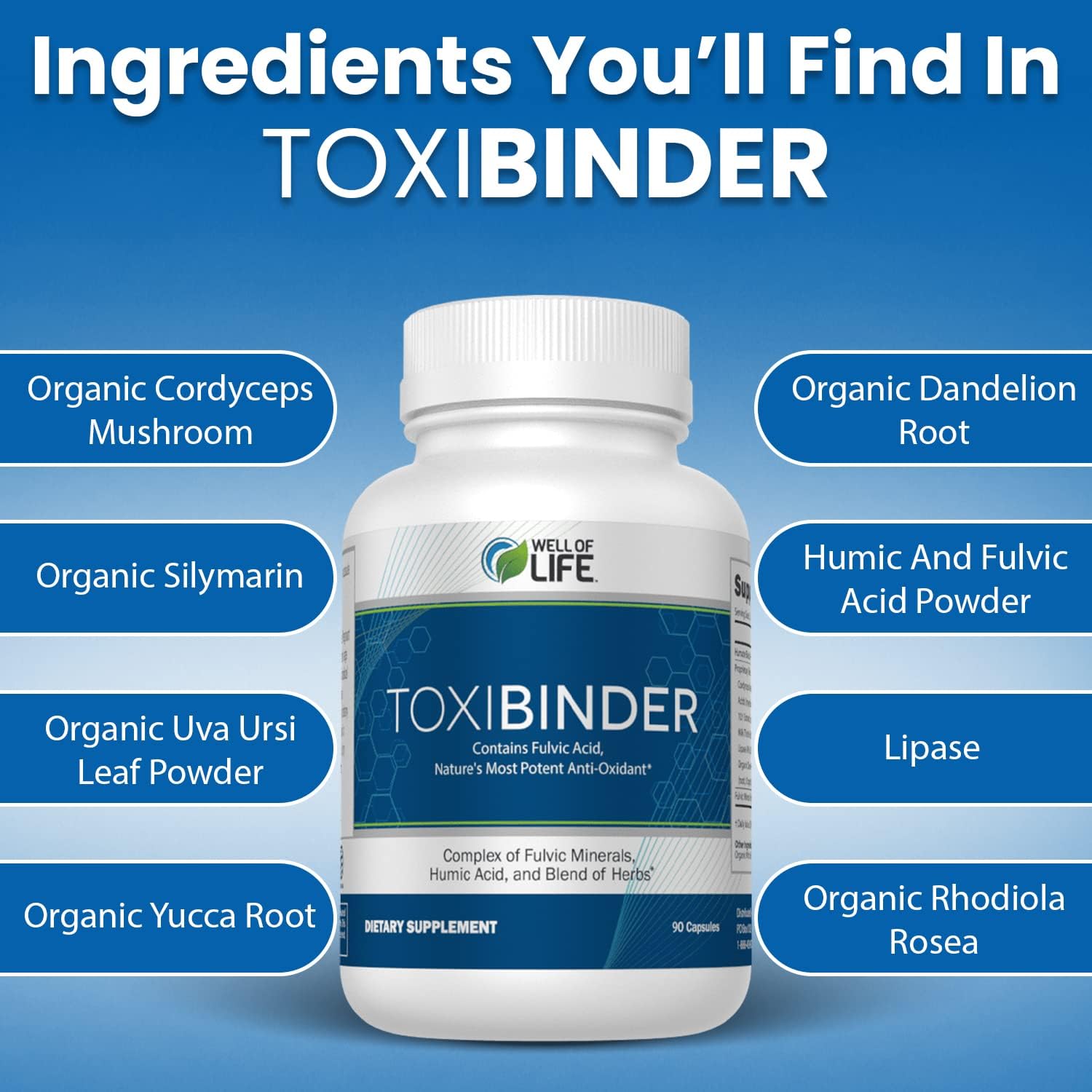 Revitalize Your Wellbeing with ToxiBinder Detox & Repair Complex - 90 Vegan Capsules - Non-GMO Blend of Humic & Fulvic Acids for Energy, Gut & Joint Health, Hydration, Nutrient Absorption