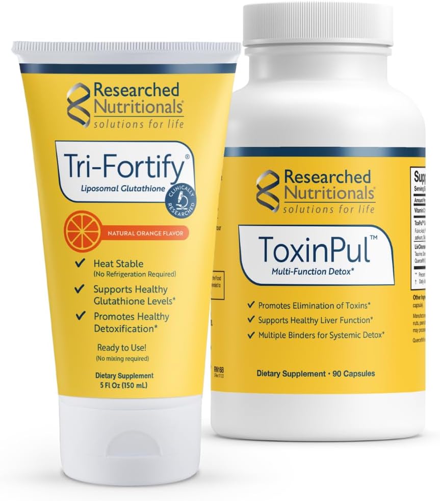 Revitalized Detox Duo: Immune Support, Liver Health, Full Body Cleanse - Tri-Fortify Orange Liposomal Glutathione & ToxinPul Set
