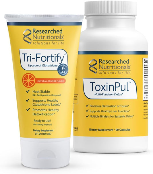 Revitalized Detox Duo: Immune Support, Liver Health, Full Body Cleanse - Tri-Fortify Orange Liposomal Glutathione & ToxinPul Set