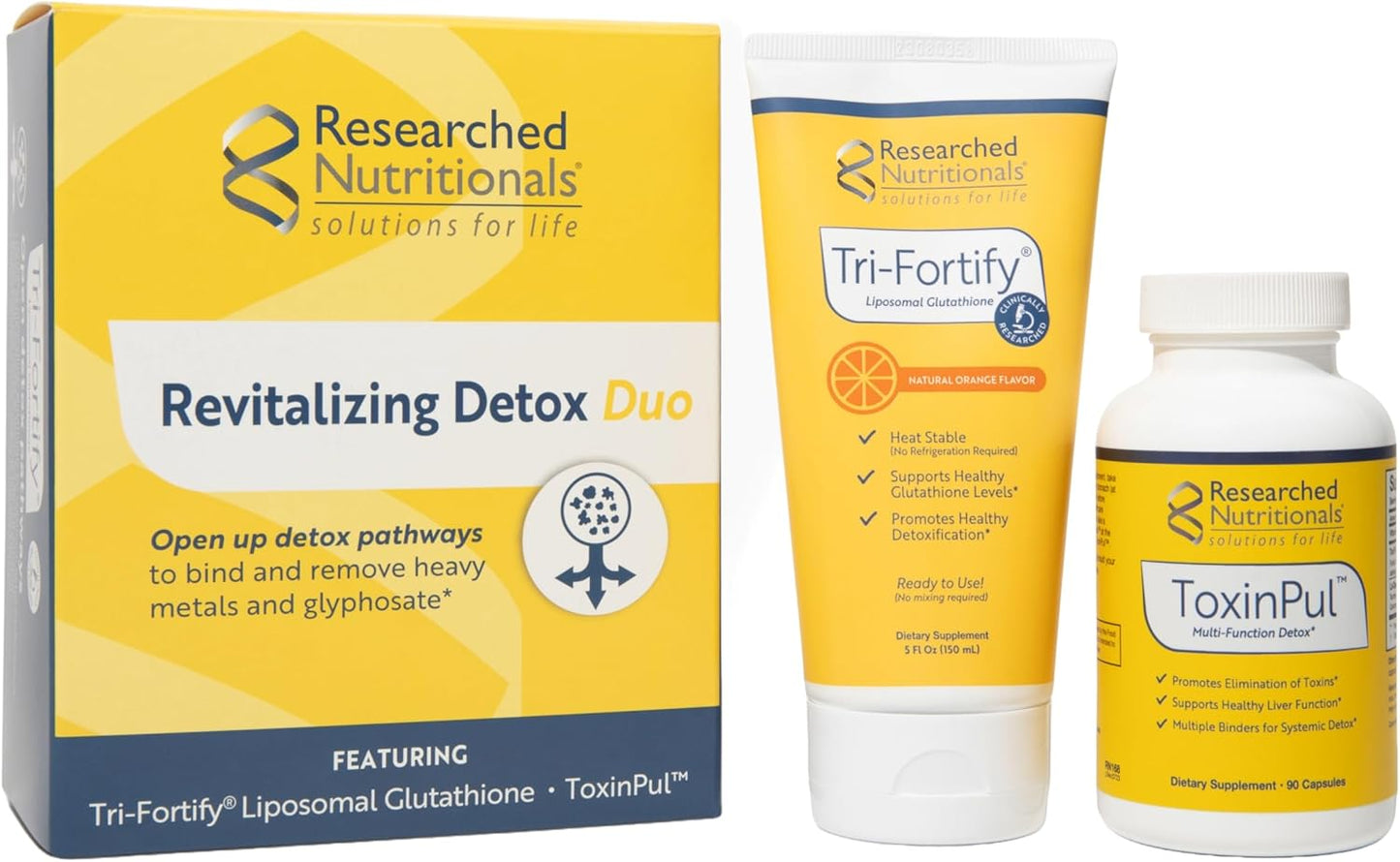 Revitalized Detox Duo: Immune Support, Liver Health, Full Body Cleanse - Tri-Fortify Orange Liposomal Glutathione & ToxinPul Set