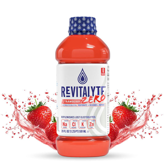 Revitalyte Strawberry Zero Sugar Electrolyte Drink - 12 Pack 20 oz Bottle - Rapid Hydration & Recovery Drink