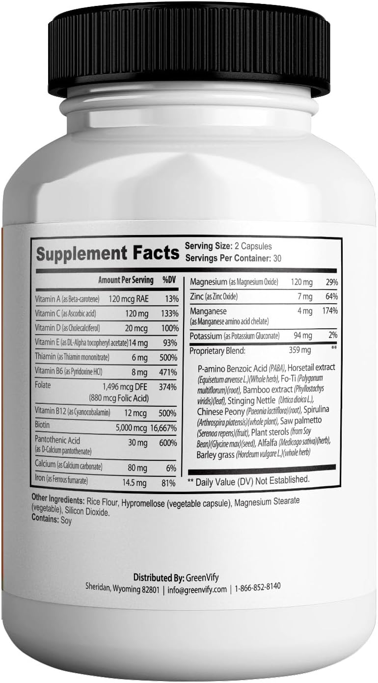 Reviva Glow Max Hair Skin and Nails Supplement with Biotin and Herbal Blend - 120 Capsules Vegan & Gluten-Free Formula