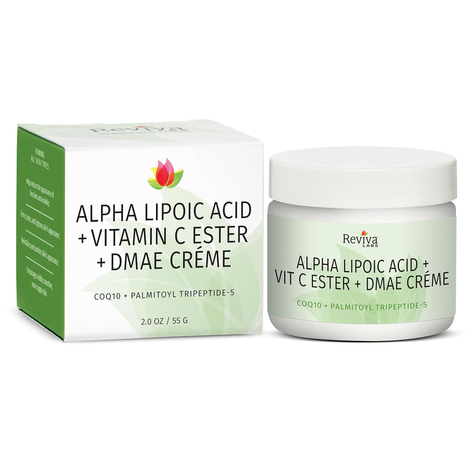 Reviva Labs Alpha Lipoic Acid Vitamin C Ester and DMAE Cream - 2 oz for Anti-Aging Skincare