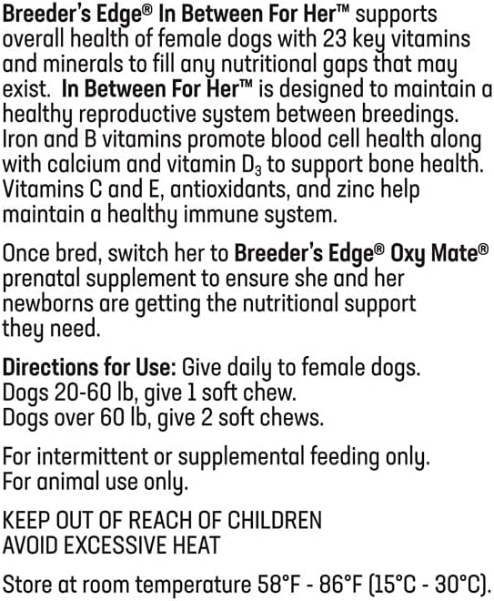 Revival Animal Health Breeder's Edge in Between for Her - Female Multivitamin for Medium/Large Dogs - 90 Count