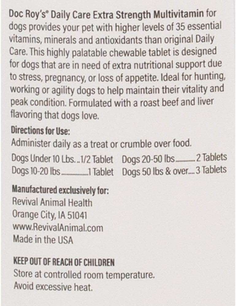 Revival Animal Health Doc Roy's Canine Daily Care Multivitamin Supplement - 2500 Tablets
