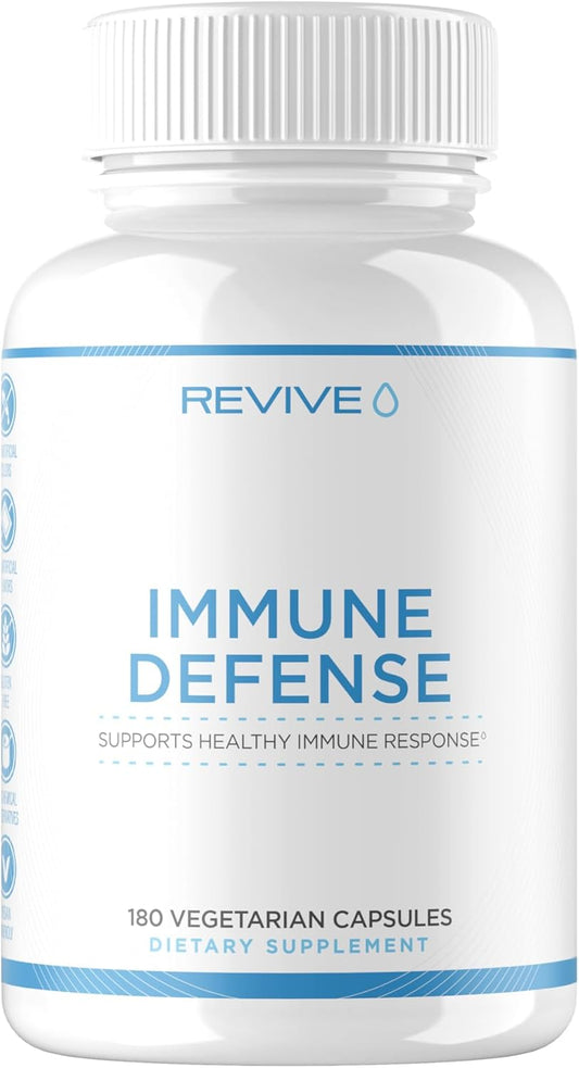 Revive MD Immune Defense Capsules - Vitamin C, Zinc, Elderberry - Vegan & Gluten-Free - 180 Vegetarian Capsules