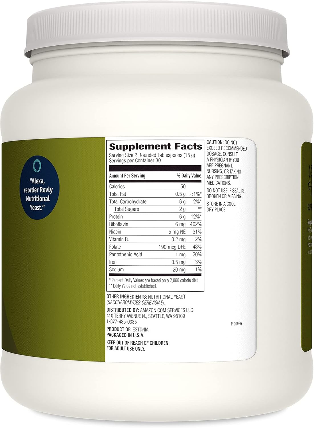 Revly Vegan Nutritional Yeast Non-Fortified Powder - 6g Protein, Amino Acids, Vitamins, Minerals - Cheese Flavor - 30 Servings x 2 Pack - 15.9 Oz