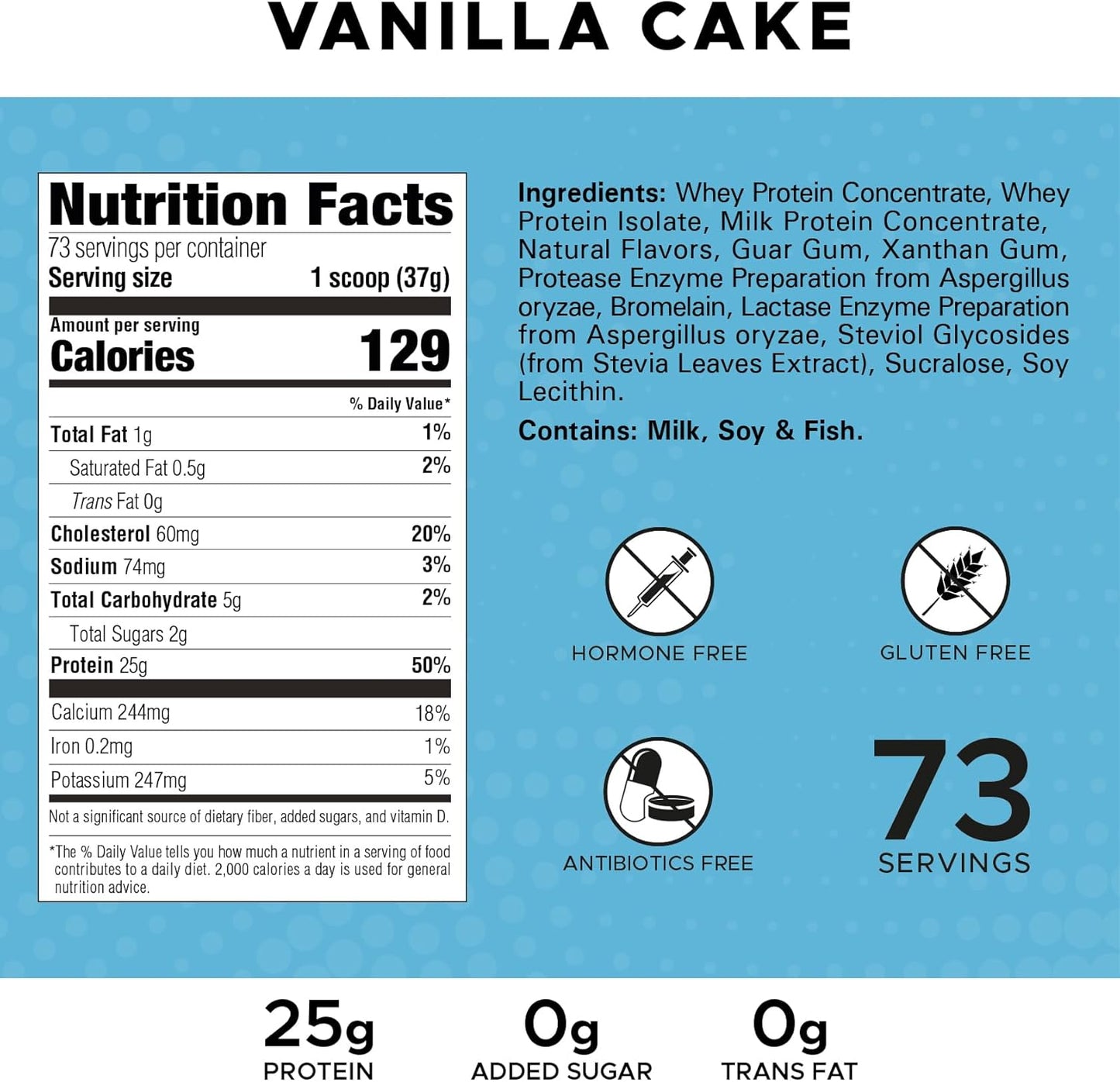 Revolution Nutrition High Whey Isolate Protein Powder - Gluten Free, 25g Protein Per Scoop, Lean Muscle Mass Builder for Men & Women - 2.7kg, 73 Servings - Vanilla Cake Flavor - 6 Pound Container