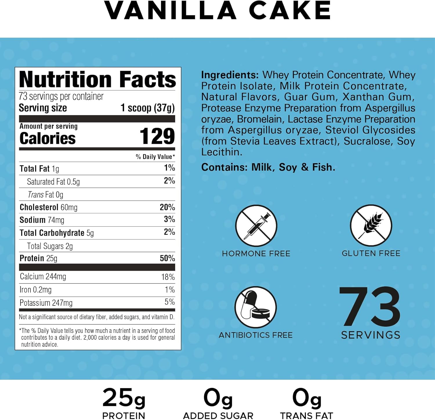 Revolution Nutrition High Whey Isolate Protein Powder - Gluten Free, 25g Protein Per Scoop, Lean Muscle Mass Builder for Men & Women - 2.7kg, 73 Servings - Vanilla Cake Flavor - 6 Pound Container