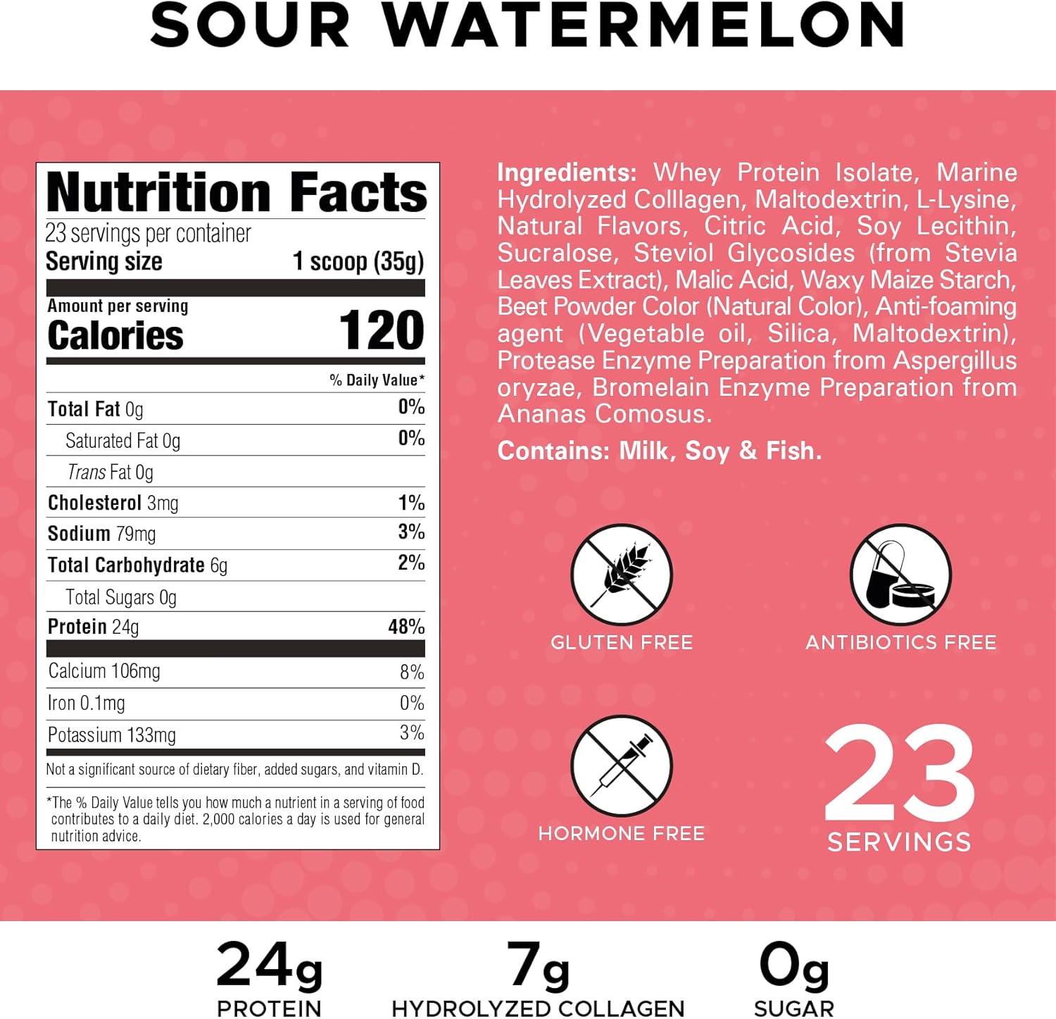 Revolution Nutrition Isolate Splash Clear Whey Protein Powder - Sour Watermelon Flavor, 24g Protein Per Serving, Zero Sugar, 817g