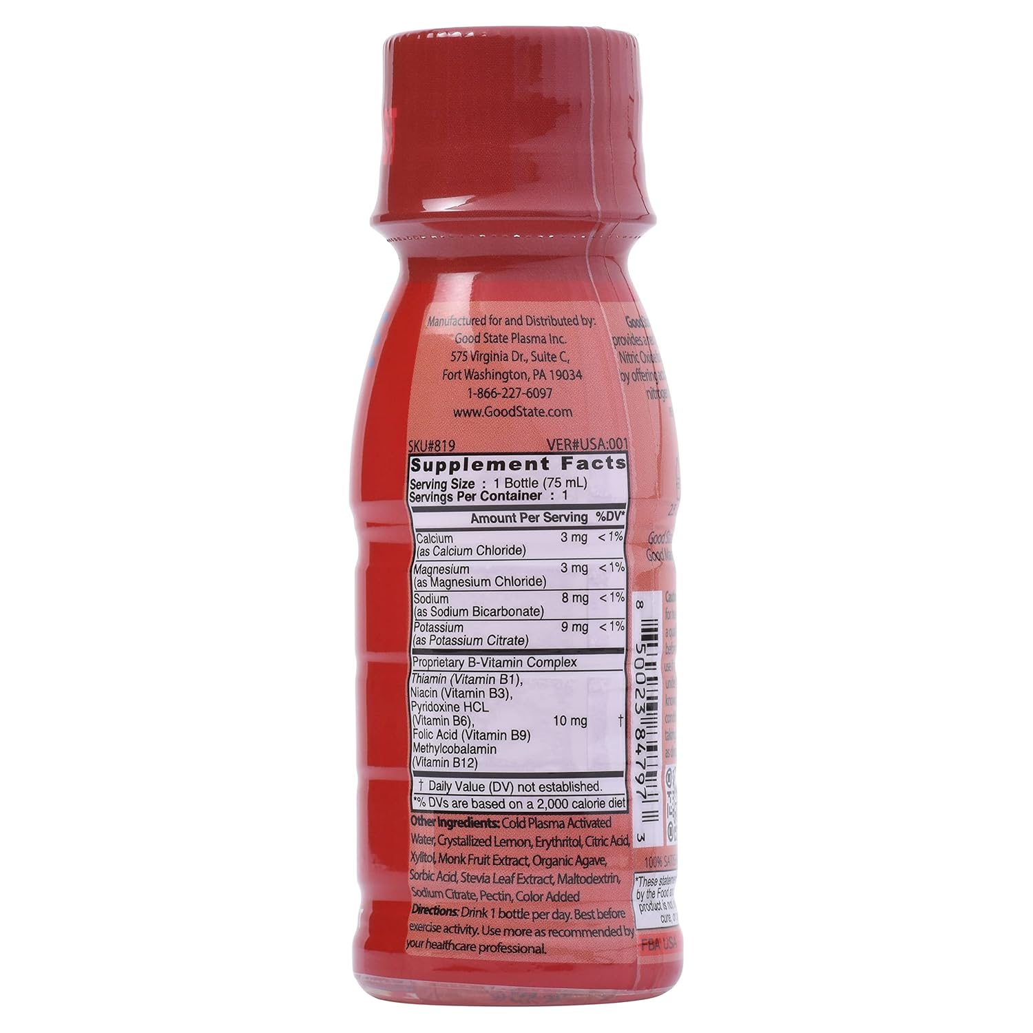 Revolutionary Ionic Plasma Water Shot for Energy and Endurance - Nitric Oxide Infused with Cold-Plasma Technology - Caffeine-Free Dietary Supplement - Lemon Flavor - 2.5 oz
