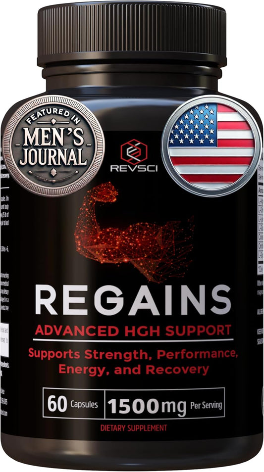 REVSCI Regains Starter Pack: HGH Supplements for Men & Women, Anabolic Muscle Builder, Post-Workout Recovery, 30 Protein Pills