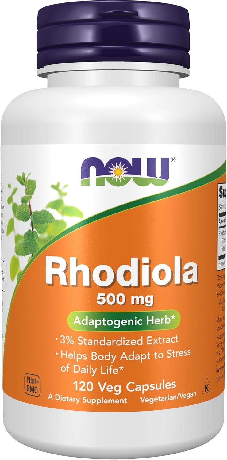 Rhodiola 500 mg Supplement Capsules - 120 Vegetarian Capsules by NOW Foods