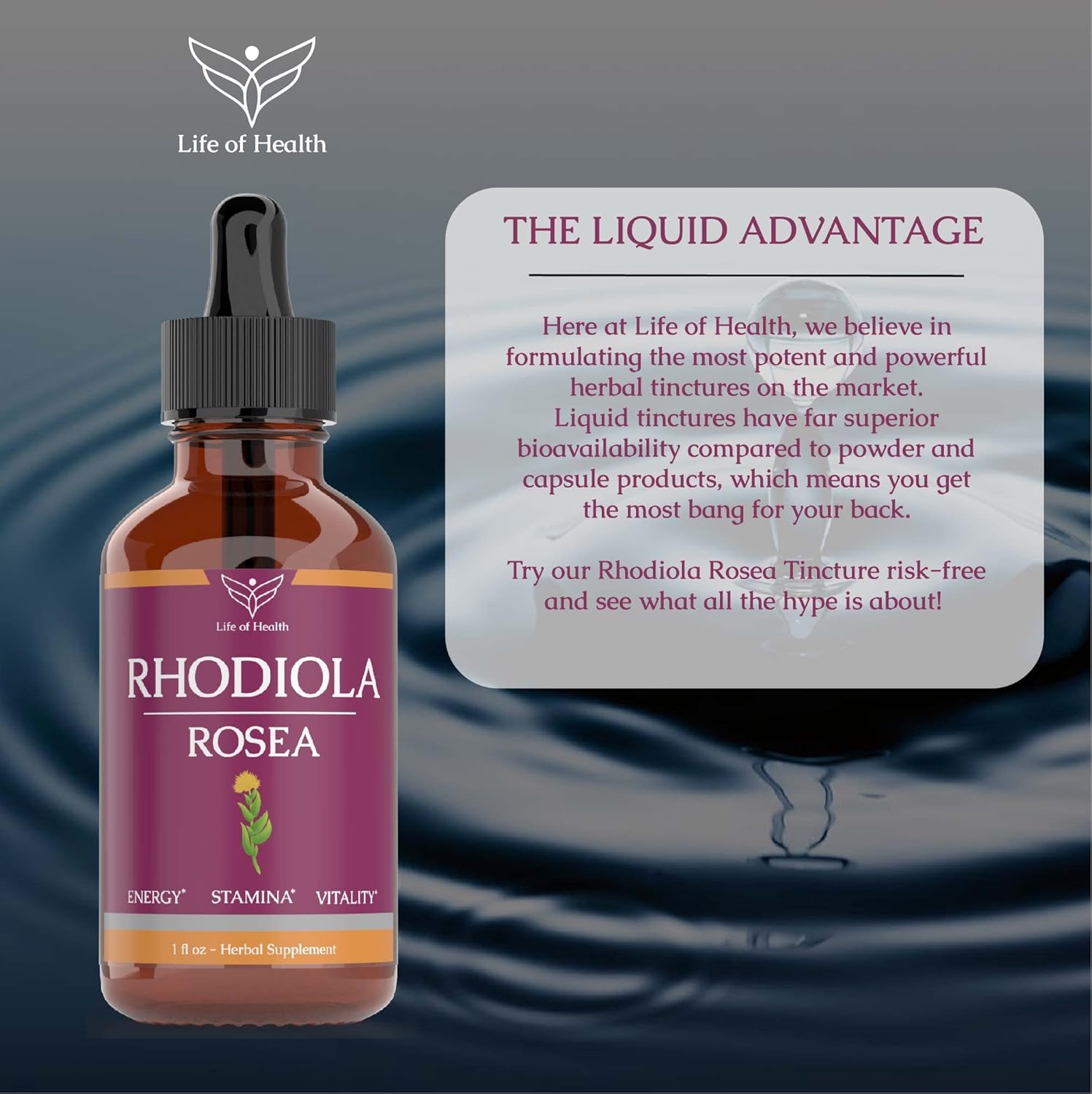 Rhodiola Rosea Tincture for Energy, Stamina, and Cognitive Support - Rhodiola Extract Supplement for Overall Health and Wellness (1oz)